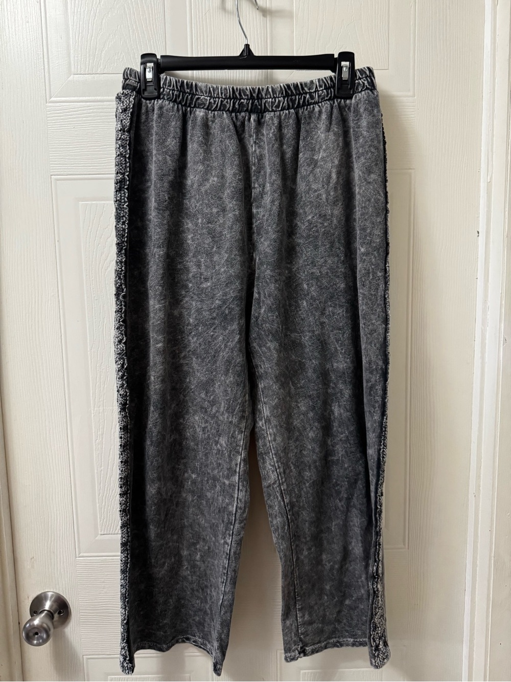 Womes Washed Charcoal Drawstring Joggers with Side Trim